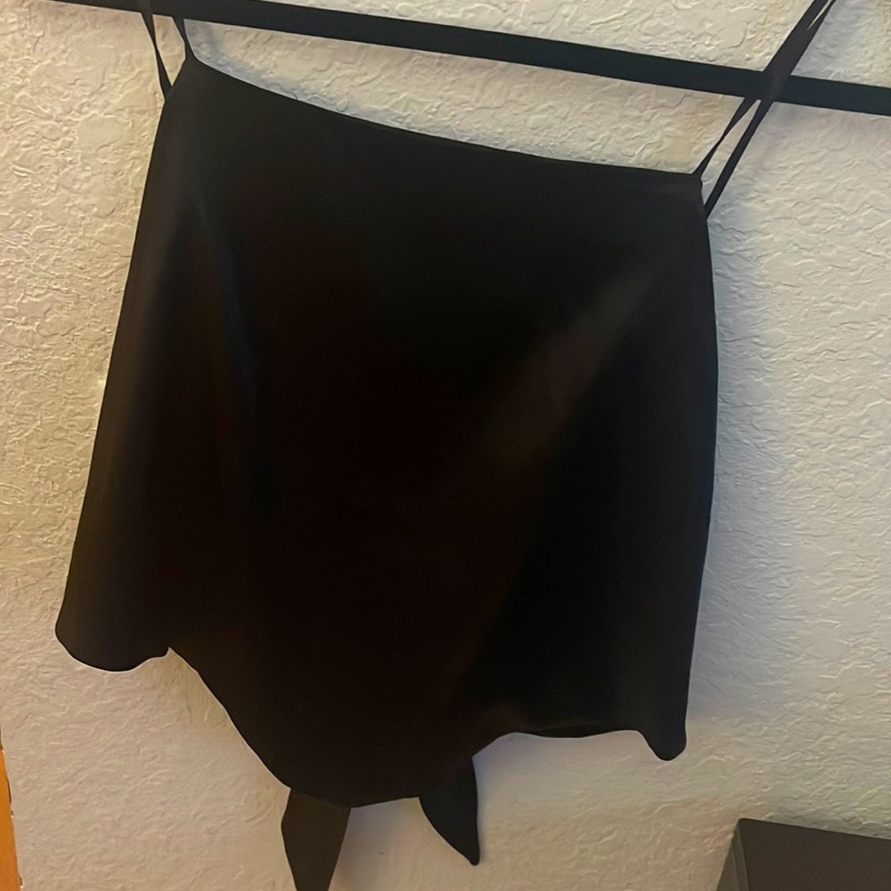 Black satin backless top
